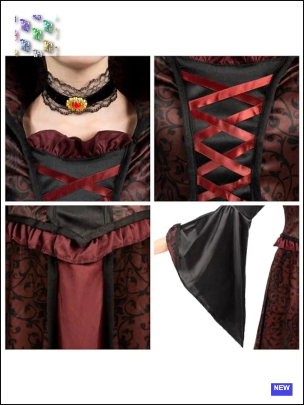 Girls Halloween Vampire Costume Dress - Polyester Renaissance Medieval Cosplay